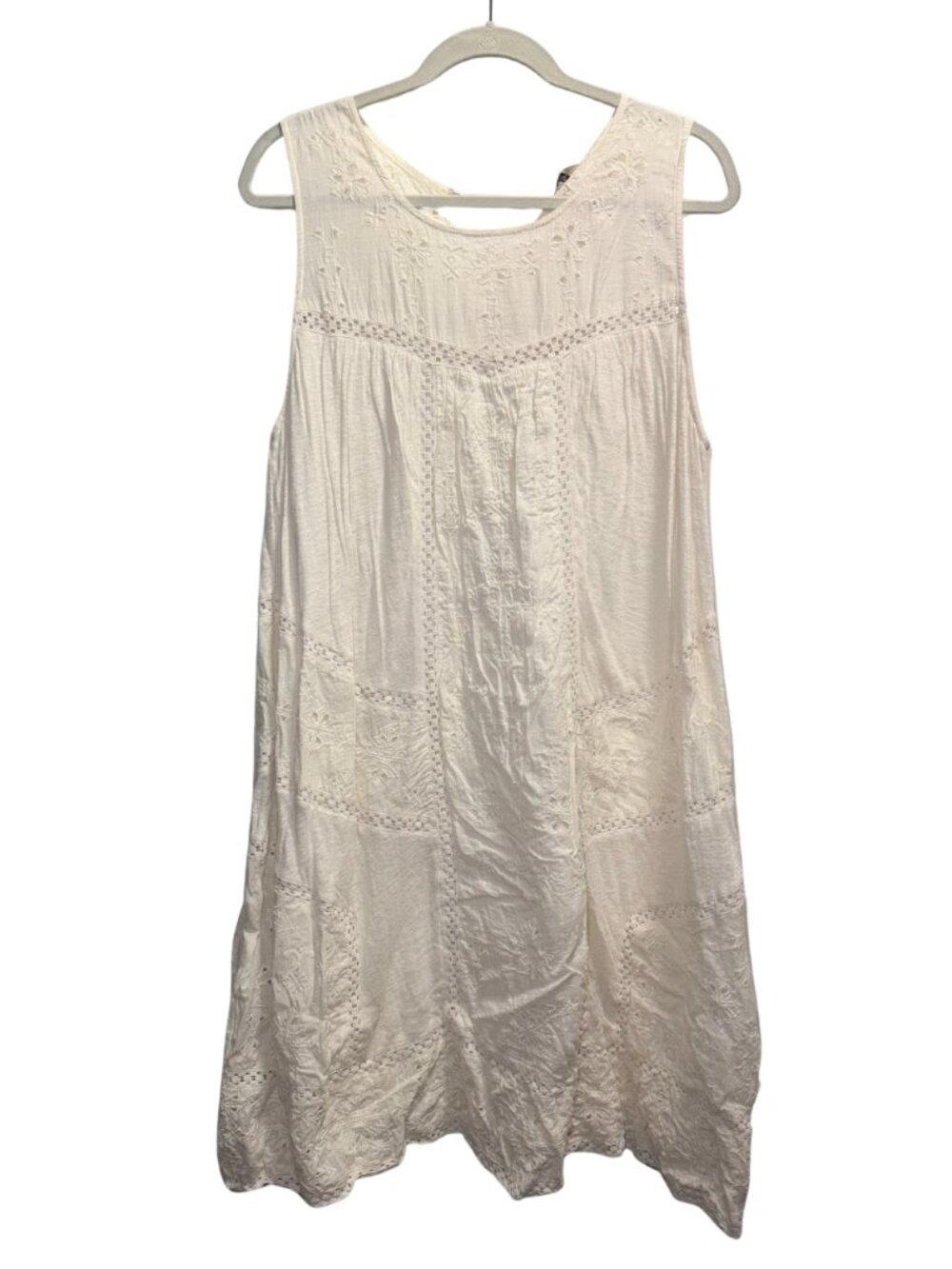 Lucky Brand Ivory Eyelet Embroidered Midi Dress XL